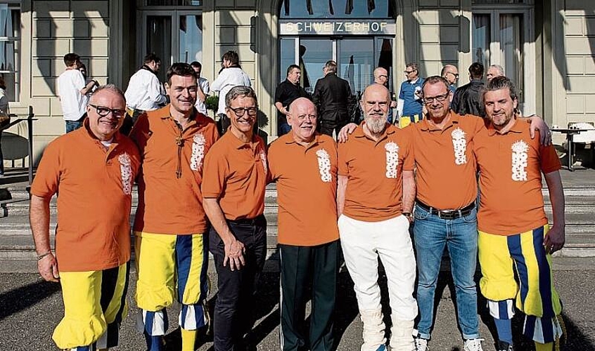 Von links: Das OK des Gönneranlasses mit René Ludwig, Adrian Geiser, Markus Haag, Markus Buob, Beat Kaufmann, Rolf Mahler und Roger Kaufmann.