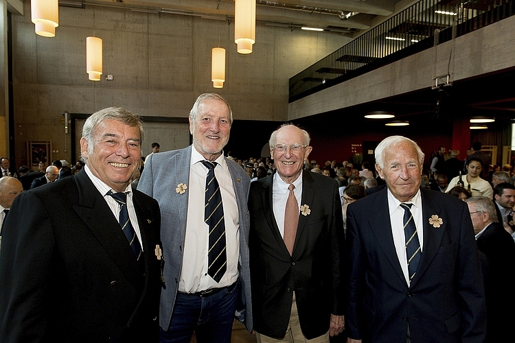 Mitglieder des Club of Lucerne, der 1985 als Freundschaftsclub gegründet wurde (von links): Karl Hoppler, Seniorenakademie Seegemeinden, Alfred Muff, Adligenswil, Alfred N. Becker, Luga-Gründer, und Werner Meyer, Werner Meyer AG.