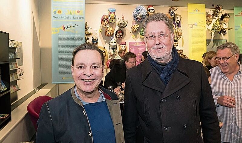 Martin Bucherer (l.), alt Präsident Vereinigte und Ratteschwänz Lozärn und Bruno Mattmann, Bohème Musig Luzern.