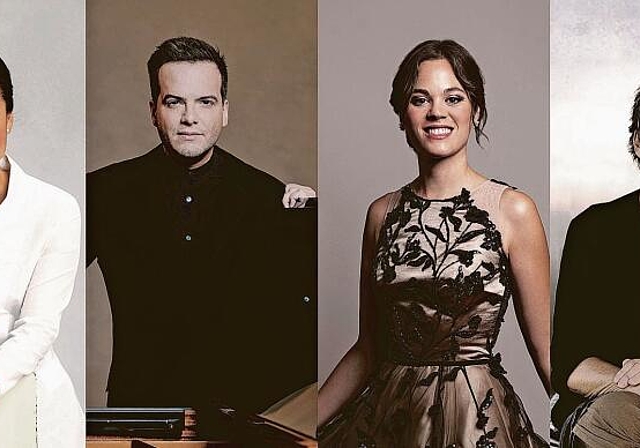 Von links: Midori, Francesco Piemontesi, Regula Mühlemann und Maria João Pires zu Gast bei den Festival Strings Lucerne.