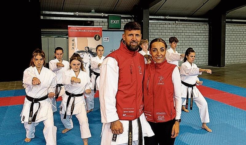 Pascal Egger, Leiter Karate-Schule und amtierender Europameister, und Antonella Bergamin, OK Tag der Luzerner Sportvereine und Vorstand Sportstadt Luzern.