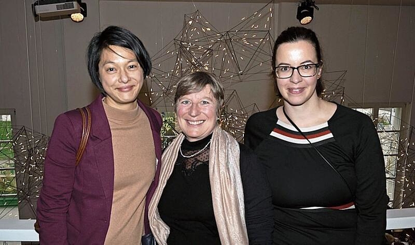 V. l.: Diel Schmid Meyer, Vizepräsidentin Die Mitte Stadt Luzern, Bettina Rizzi, Projektverantwortliche Anlässe und Empfänge, Stadt Luzern, und Lena Berger, Chefredaktorin von Zentralplus.