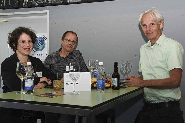 Nathalie Mil, Geschäftsführerin Milplan, Cla Büchi, Stadtrat Kriens, und Jörg Hoffmann, Gesamtprojektleiter Wärmenetze EWL.