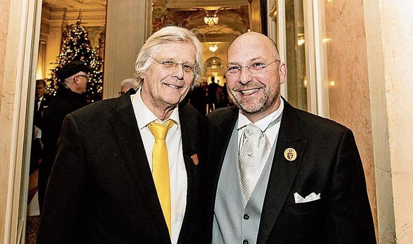Hansjörg Zwimpfer (links) und Pascal Piffaretti. Pascal Piffaretti ist im selben Jahr wie der Zunftmeister, nämlich 1999, in die Zunft zu Safran eingetreten und kennt ihn sehr gut.
