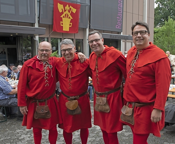 Den «Sempacher» und die Nationalhymne stimmten sie an: die Schlachtkapelle, Dani Bucheli, Ivo Dommann, Ceo Benedetti, Simon Baumgartner (v. l.).