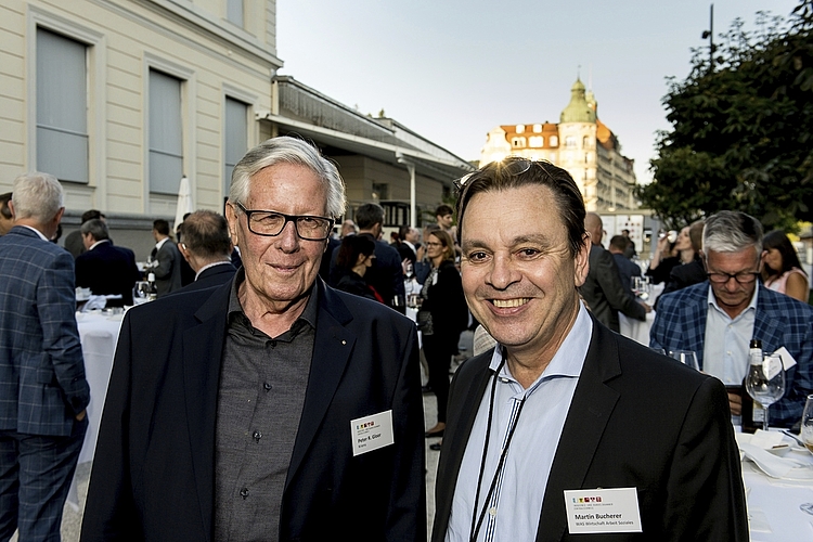 Peter R. Gloor (l.), Europa-Forum Luzern, und Martin Bucherer, WAS Wirtschaft Arbeit Soziales.