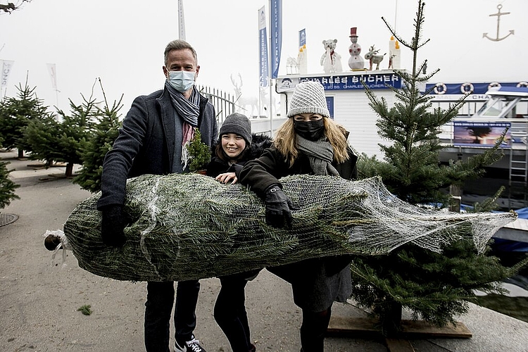 Für Christian Suppan, Nelia Hoffschlag (Mitte) und Isabel Garcia ist es Tradition und heimelig, einen geschmückten Baum zu haben.