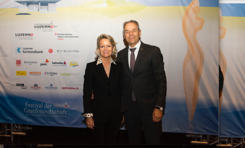 Mit Andrea Gmür war auch der Ständerat am Tourismus-Award vertreten. Begleitet wurde sie von ihrem Mann, dem CEO der Helvetia Versicherungen, Philipp Gmür.