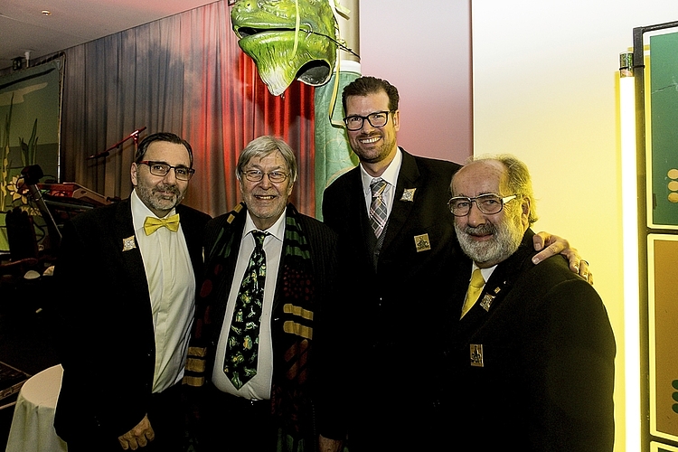 Der erste Vorfasnachtsanlass 2022 der Noggeler mit (von links) Marcel Schwander, Daniel Holliger, Seppi Baumgartner und Markus Haag.