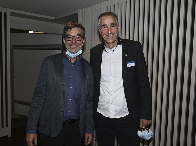 Beni Stocker im Bereich Kommunikation und Stadtrat Roger Erni (FDP) als Eröffnungsredner waren Mitgestalter des animierten Abends.