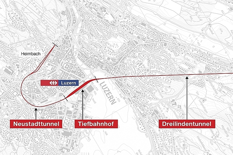 Übersicht über die Tunnel und die Linienführung. Grafik: SBB