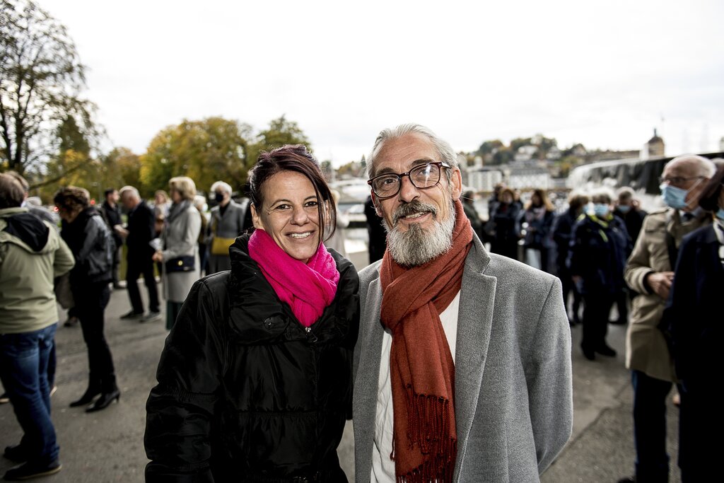 Der Sohn von Marius Baudat (r.) ist, seit er sechs Jahre alt ist, im Chor. Zusammen mit Eve Vallaton besuchen sie das Konzert im KKL.