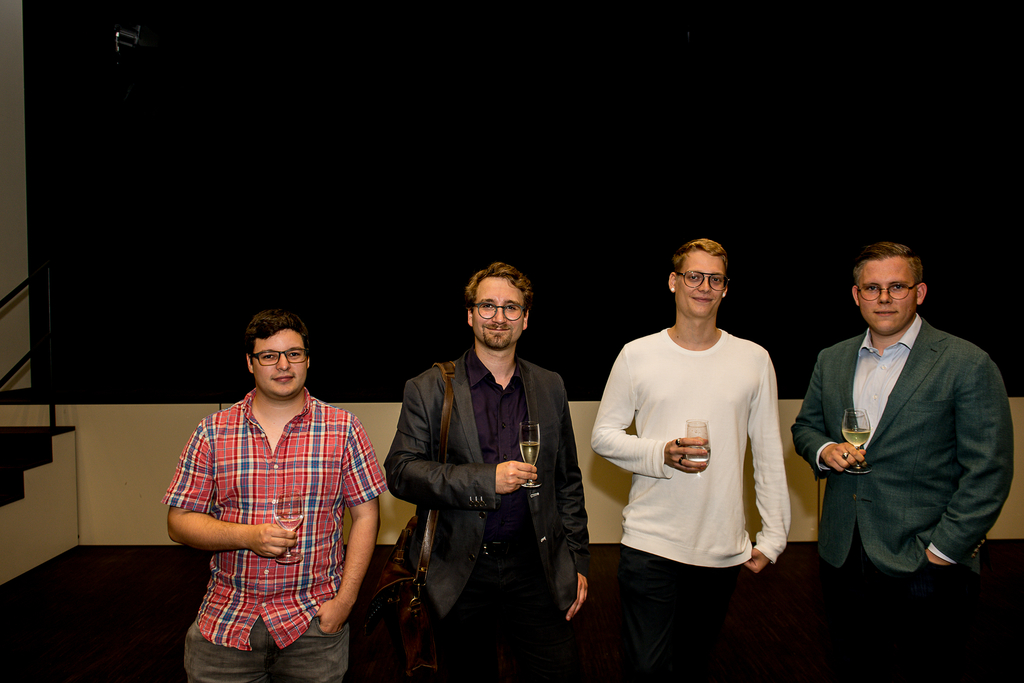 Kämpften erfolgreich für ihren SVP-Kandidaten Marco Frauenknecht: Roger Tschümperlin, Simon Kopp, Giuliano Luongo und Joel D. Bigler (v. l.).