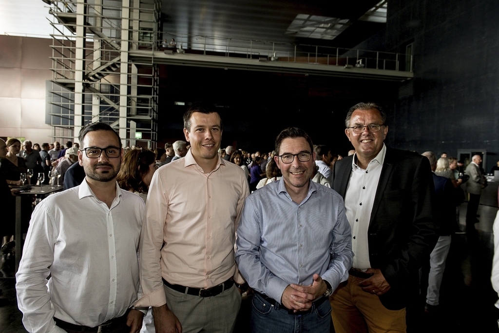 Die Firma Herzoooog unterstützt die BML. Von links: Ali Yildiz, Raphael Schilliger, Roger Roelli und Peter Schilliger. Peter blickt auf eine 20-jährige Posaunisten-Musikkarriere zurück.