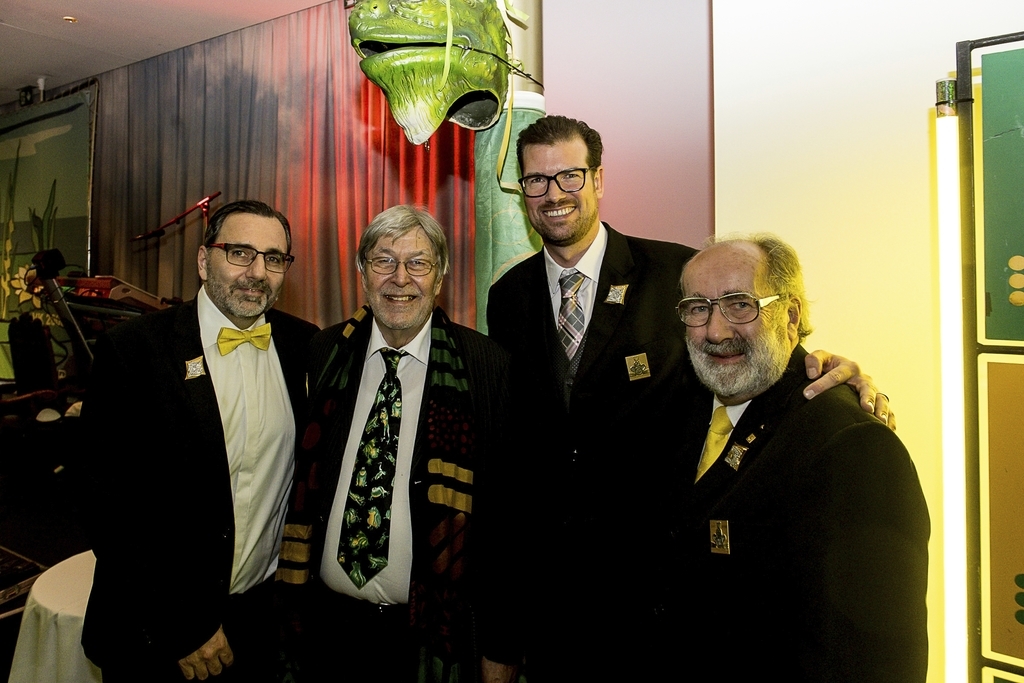 Der erste Vorfasnachtsanlass 2022 der Noggeler mit (von links) Marcel Schwander, Daniel Holliger, Seppi Baumgartner und Markus Haag.