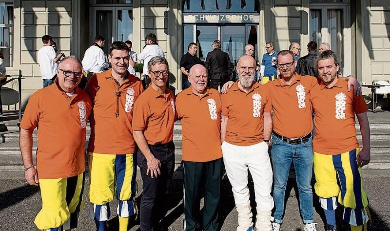 Von links: Das OK des Gönneranlasses mit René Ludwig, Adrian Geiser, Markus Haag, Markus Buob, Beat Kaufmann, Rolf Mahler und Roger Kaufmann.